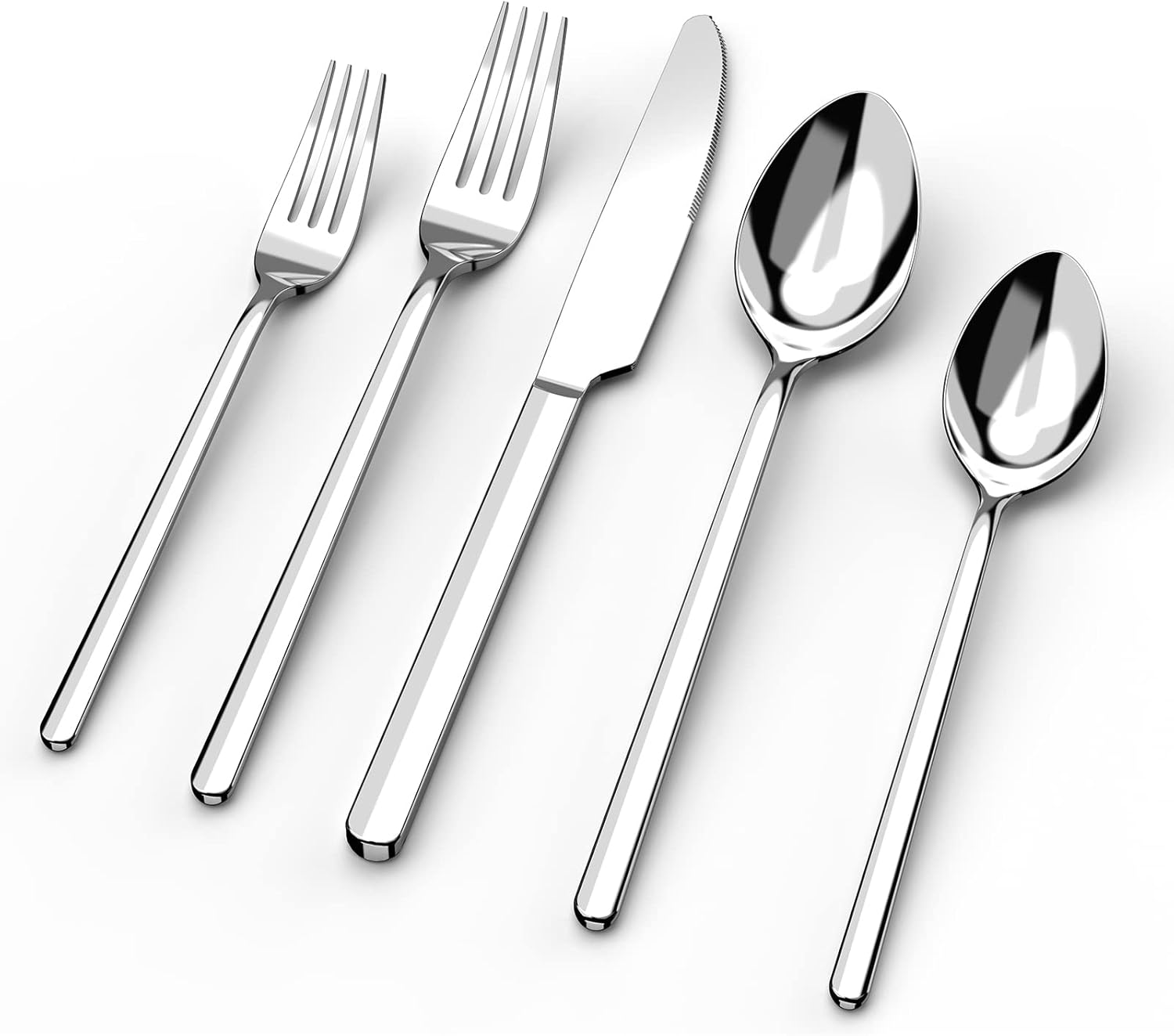 40 Piece Silverware Set, Flatware Set for 8, 18/10 Stainless Steel Cutlery Set Mirror Polished Modern Design Dishwasher Safe
