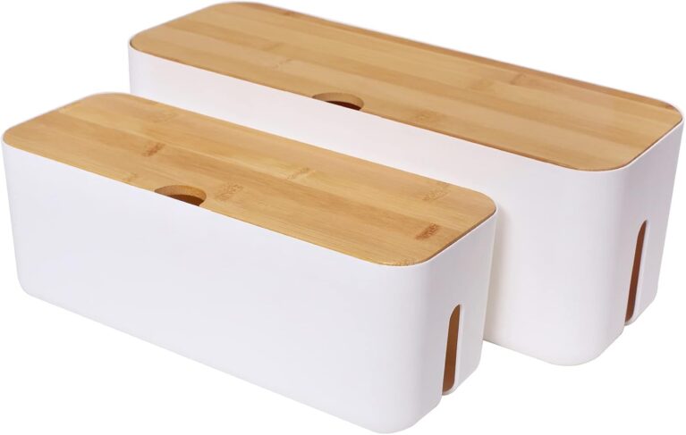 Changsuo Cable Management Box Set Cable Organizer Boxes for Extension Cord Power Stripe Surge Protector Wire Management Organizer Cover Hider for Desk Home Office Kitchen (Small & Large White)