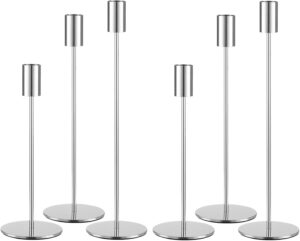 Set of 6 Silver Taper Candle Holder...