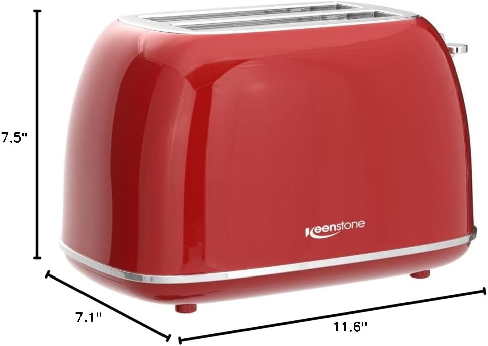 2 Slice Stainless Steel Toaster Retro with 6 Bread Shade Settings, Bagel, Cancel, Defrost Function, Extra Wide Slot, Removable Crumb Tray, Red - Image 10