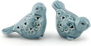 Ceramic Bird Figurines Set of 2 Blu...