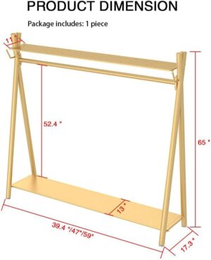Clothes rack Gold, Freestanding Ind...