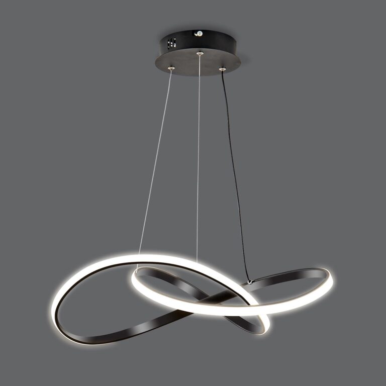 Modern LED Pendant Light Fixture，Black Contemporary Ceiling Hanging Fixture with Irregular Ring Lights for Dining Living Room Bedroom Kitchen Island Cafe（4000K，Neutral Light ）