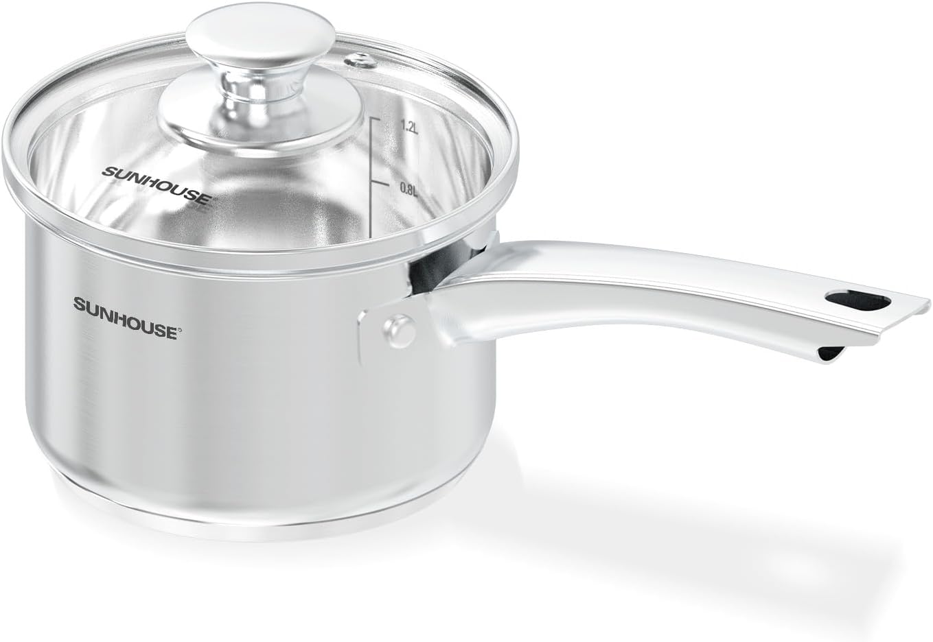 SUNHOUSE 1.5 QT Stainless Steel Sauce Pan with Lid, Small Pot for Cooking | PFOA-Free Uncoated Milk Pan & Butter Warmer, Mini Saucepan with Impact Bonding Base for Induction, Gas, Electric