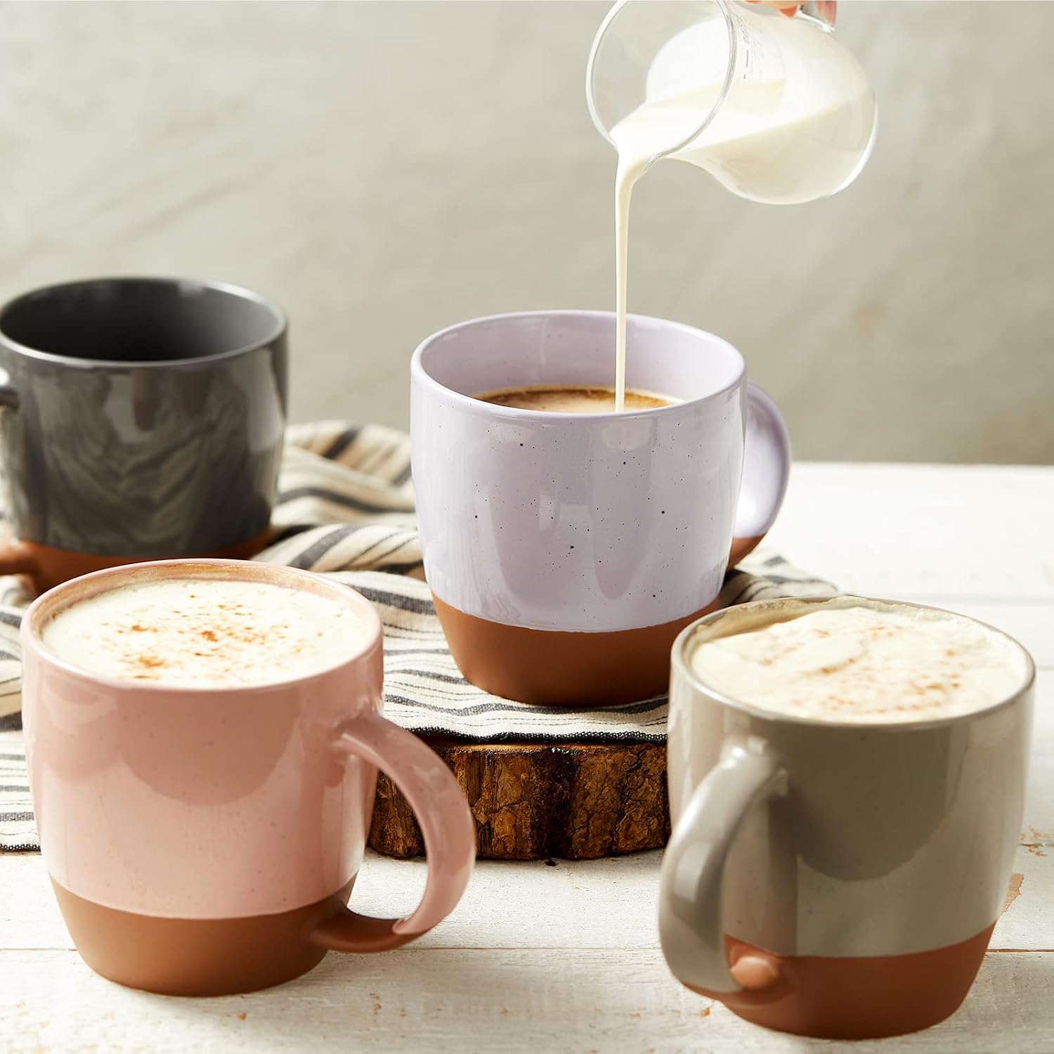 Morandi Color Ceramic Coffee Mugs Set of 6 (Large),18 oz Coffee Cups with Handle, Latte Mug, Big Mug for Women, Men, Great for Tea Hot Chocolate, Microwave Safe, Modern, Unique Style for Any Kitchen - Image 4