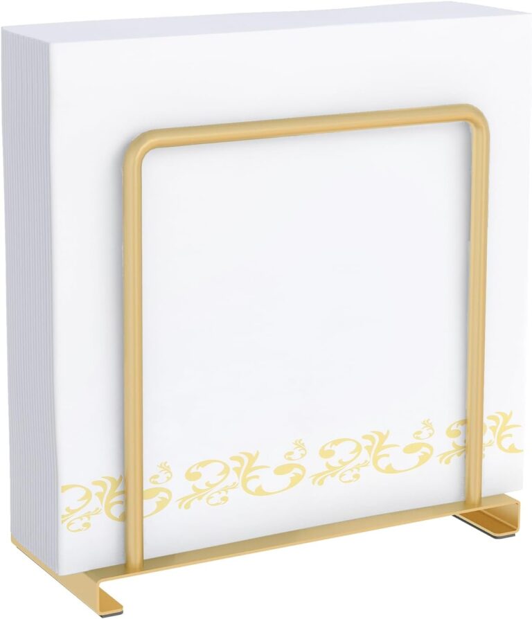 STWWO Napkin Holder for Table, Gold Napkin Holder for Kitchen Dining | Metal Standing Paper Napkin Storage for Table Countertop