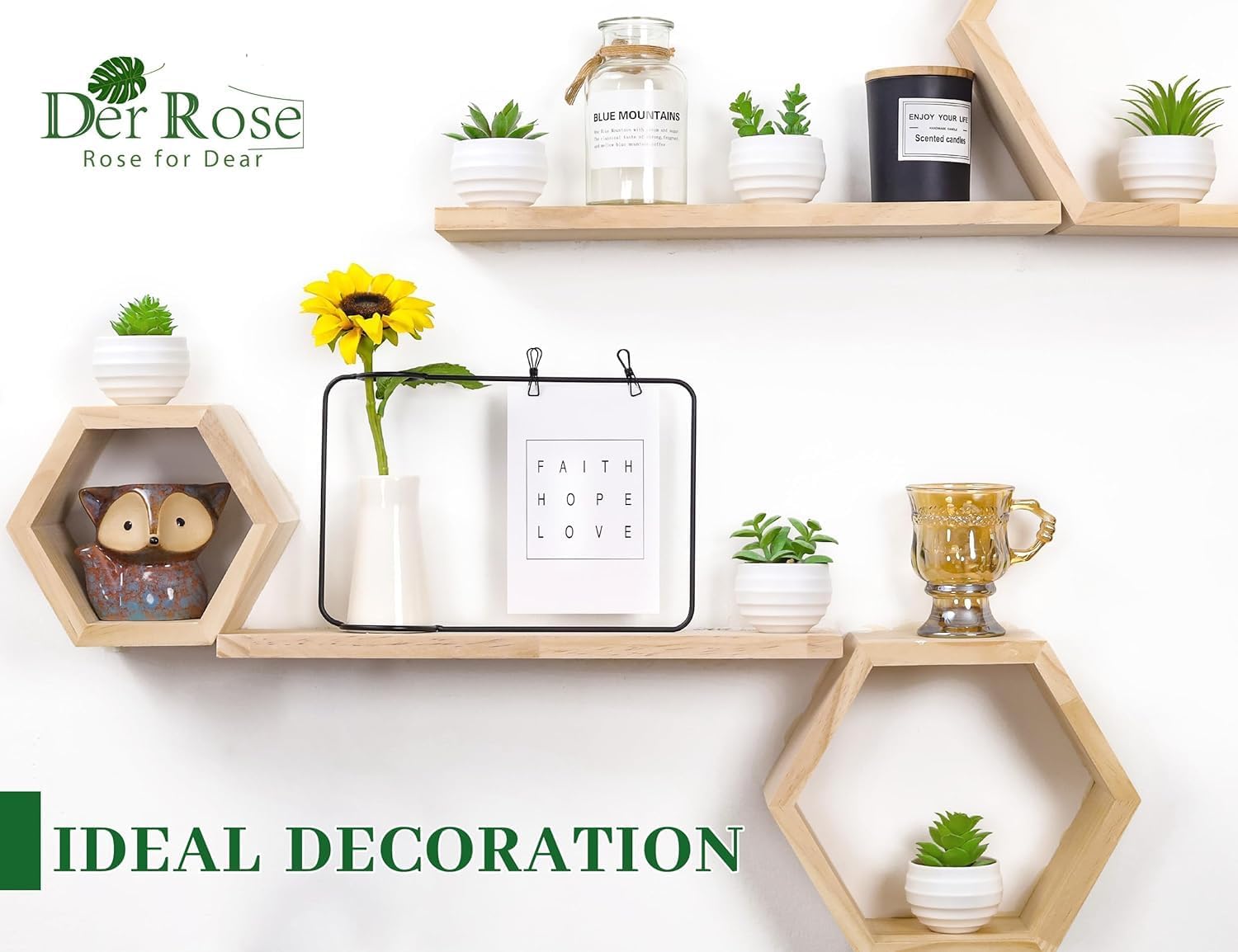 Der Rose 6 Pack Succulents Fake Plants for Bedroom Bathroom Home Decor | Small fake plants,perfect for aesthetic living room shelf decor,office desk accessories,gifts for women,fresh all year - Image 3