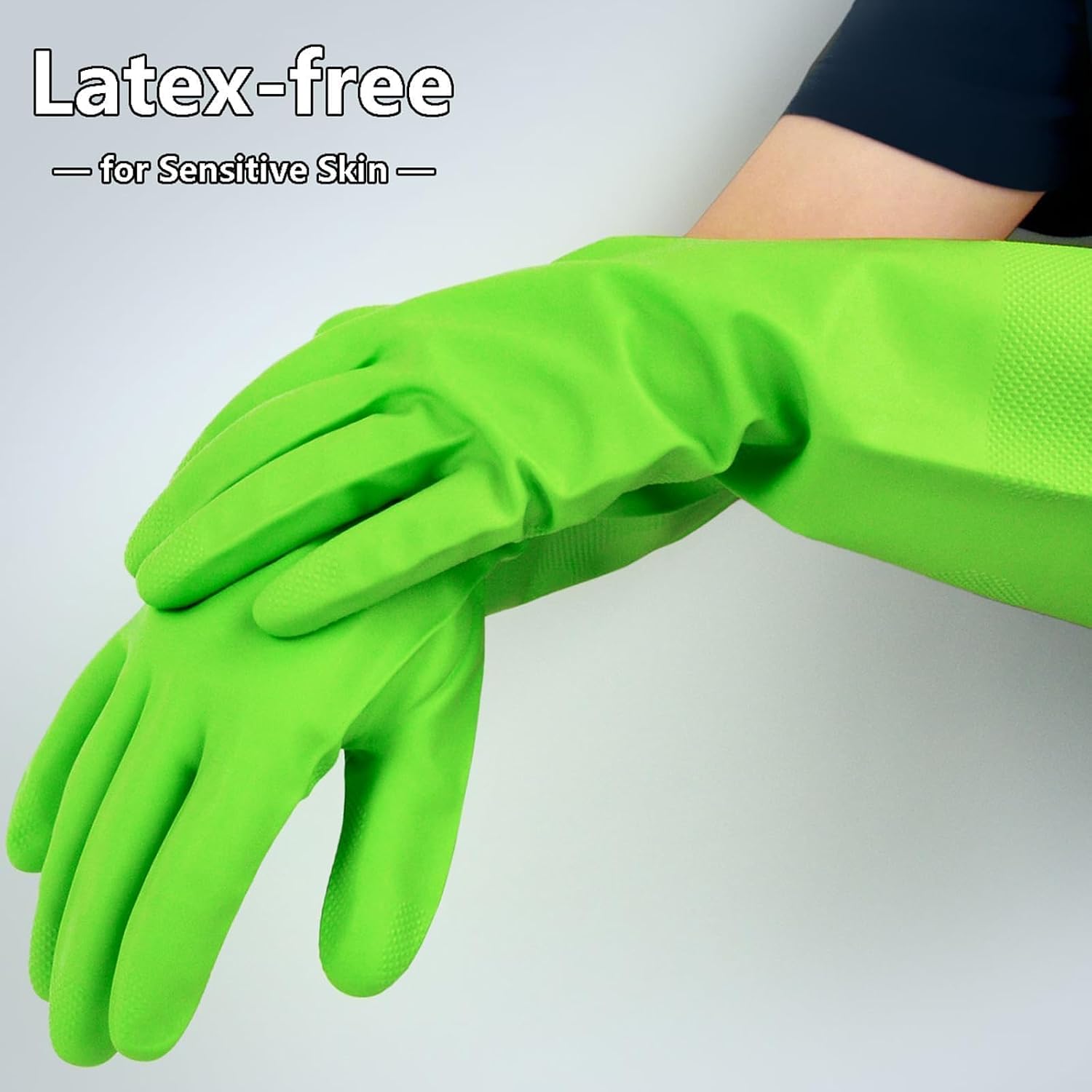 Cleanbear Reusable Dish Washing Rubber Glove Set of 3, Household Cleaning Gloves for Washing - Image 3