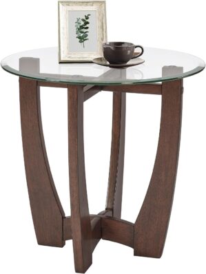 Glass End Table, 23.5″ Round ...