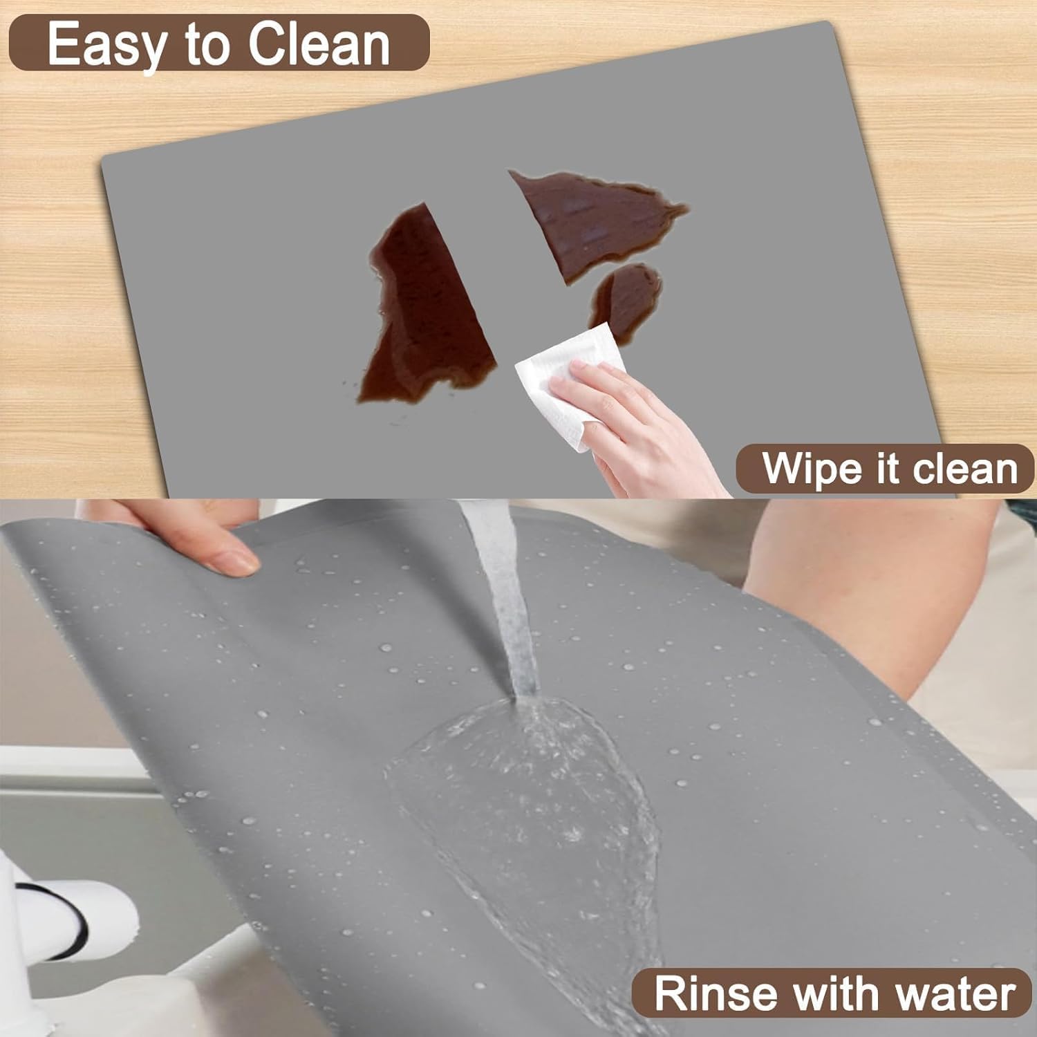 48''x32''(120cmx80cm) Extra Large Silicone Mat for Kitchen Counter, 1.5MM Thick Non-Slip Heat Resistant Countertop Protector, Waterproof Durable Kitchen Mat for Countertops, Black - Image 5