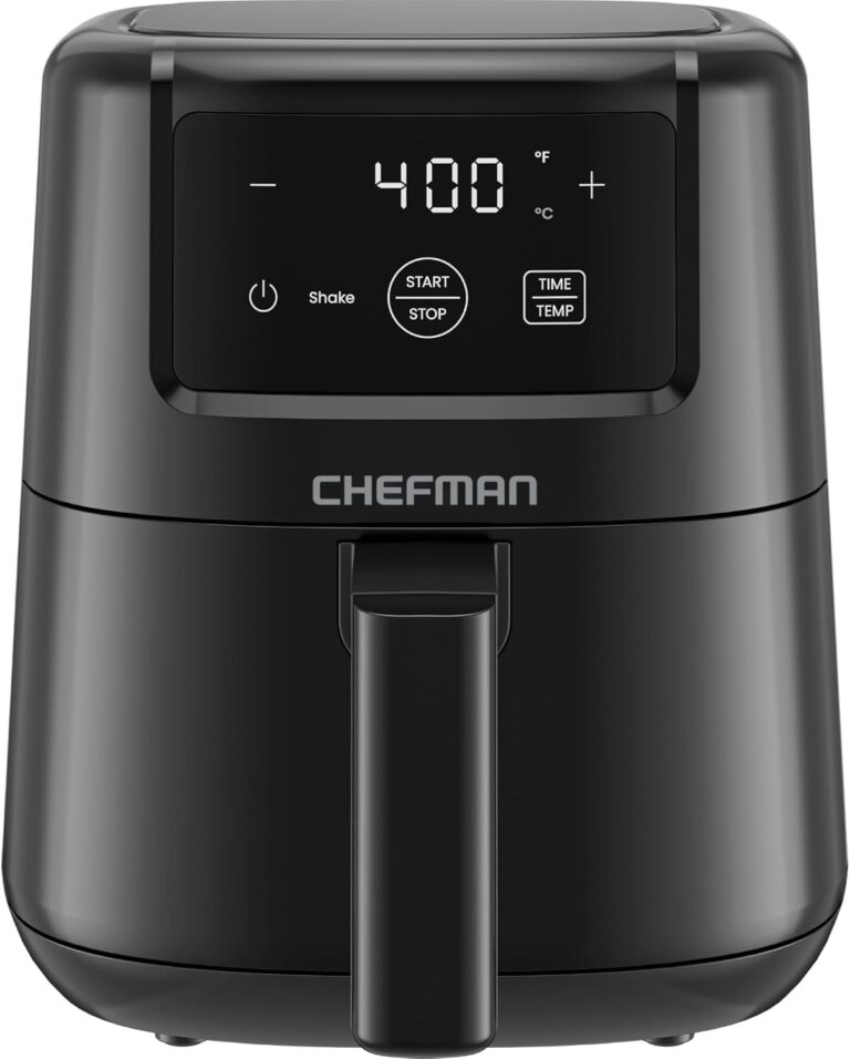 CHEFMAN 2 Qt Mini Air Fryer – Digital Space-Saving Compact Air Fryer with Nonstick and Dishwasher Safe Basket, Quick & Easy Meals in Minutes, Features Digital Timer and Shake Reminder – Black
