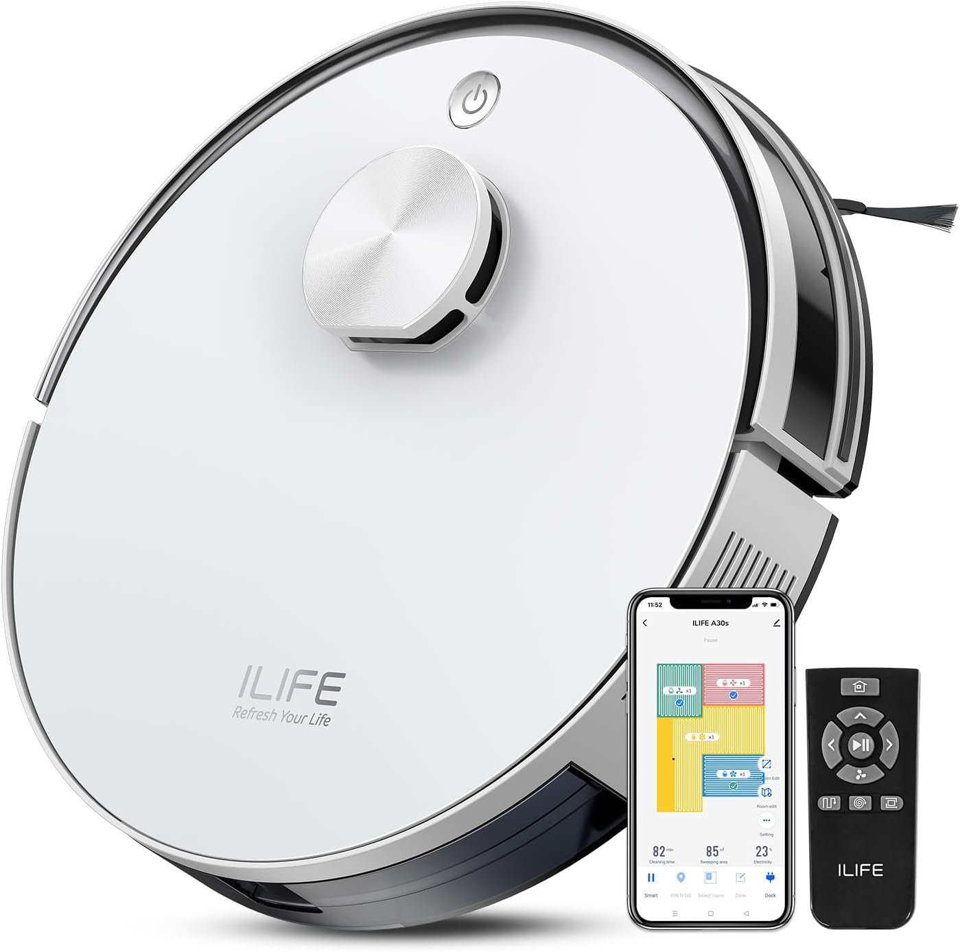 ILIFE A30s Robot Vacuum, 10000Pa Max Suction | LiDAR Navigation, Home Mapping, No-Go Zone, 150 Mins, App, Voice and Remote Control, for Hard Floor, Carpet and Pet Hair