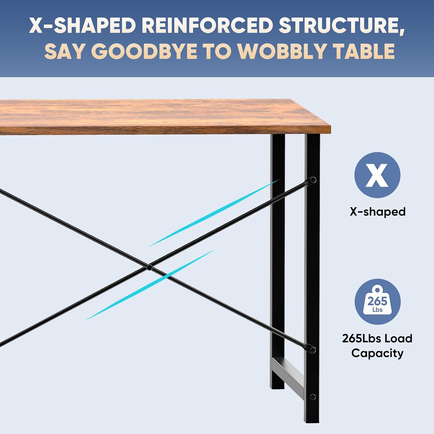 DUMOS 32 Inch Small Computer Desk, Gaming Desks for Home Office Bedroom | Modern Study Writing Work Table, Craft PC Desk Simple Workstation with Reinforcement Structure, Rustic Brown - Image 6