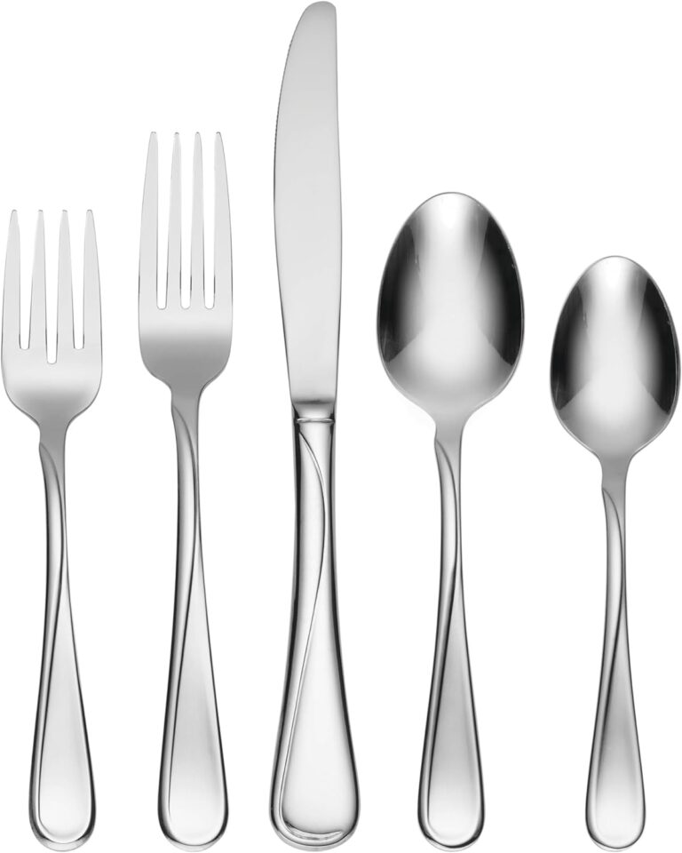 Oneida Flight 45-Piece 18/0 Stainless Steel Silverware Set for 8, Flatware | 18/0 stainless steel, mirror finish | dishwasher safe, includes serving spoons and utensil set | 45-piece set for 8