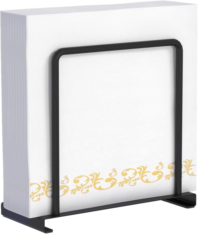 STWWO Napkin Holder for Table, Black Napkin Holder for Kitchen Dining | Metal Standing Paper Napkin Storage for Table Countertop