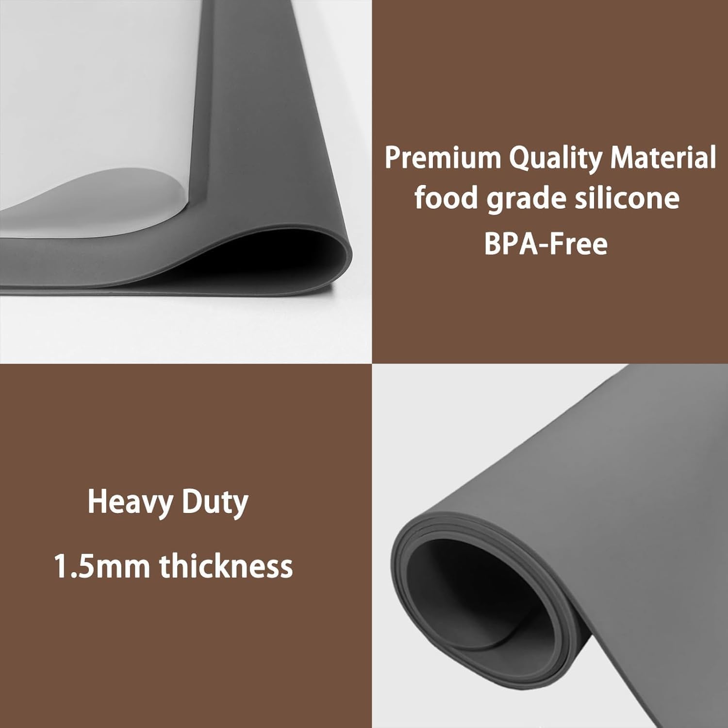 48''x32''(120cmx80cm) Extra Large Silicone Mat for Kitchen Counter, 1.5MM Thick Non-Slip Heat Resistant Countertop Protector, Waterproof Durable Kitchen Mat for Countertops, Black - Image 3