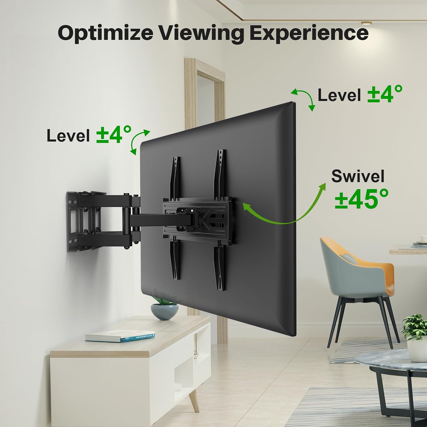 USX MOUNT Full Motion TV Wall Mount for Most 32-70 inch TVs up to 99 lbs, Wall Mount Bracket with Dual Articulating Arms, Swivel, Tilt, Max VESA 400x400mm, TV Mount Fits 12”/16” Wood Studs - Image 3