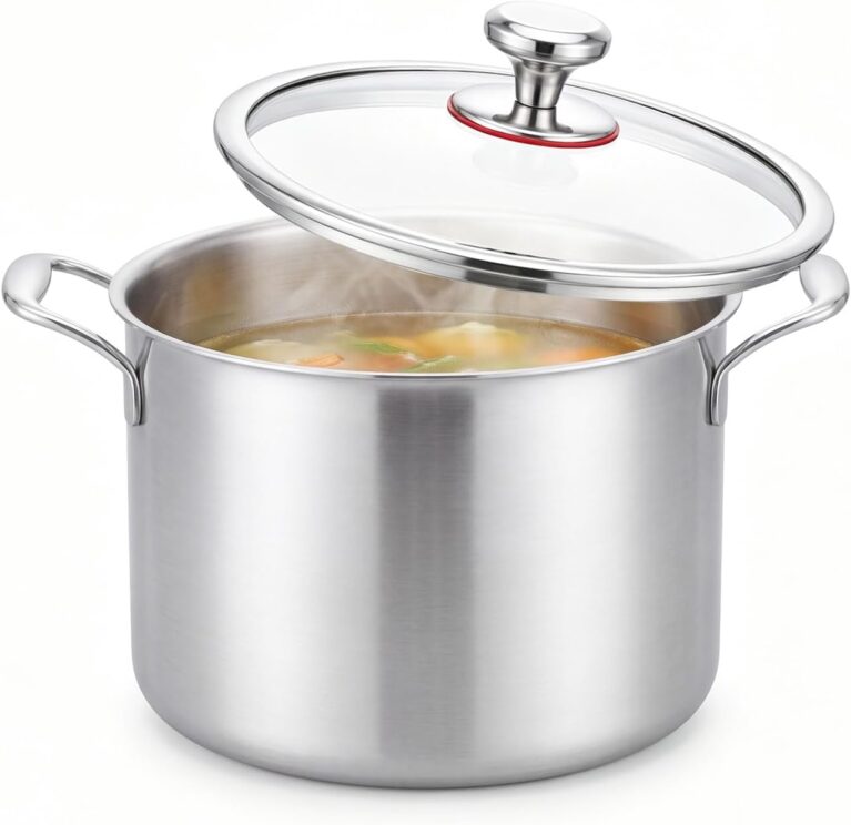 Ptaciow 8 Quart Titanium Soup Pot,Pure Healthy Titanium Pots for Cooking | No Coating Stock Pot with Lid Induction All Stovetops,Large Capacity Cooking Pot for Soup,Pasta Sturdy & Double Handle