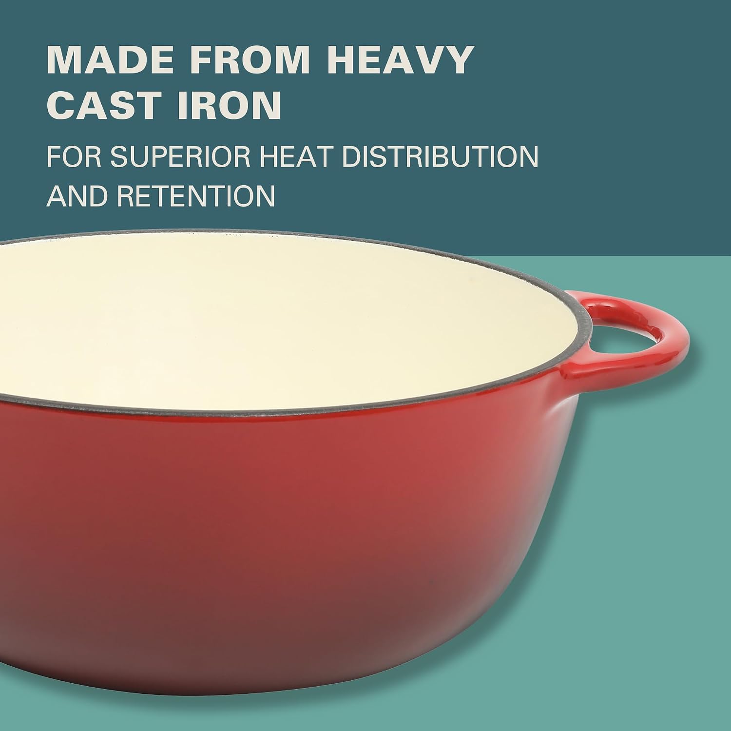 Gibson Home Addlestone 2.65 Quart Round Enamel Cast Iron Dutch Oven Pot With Lid & Dual Handles - Gradient Red - Image 6