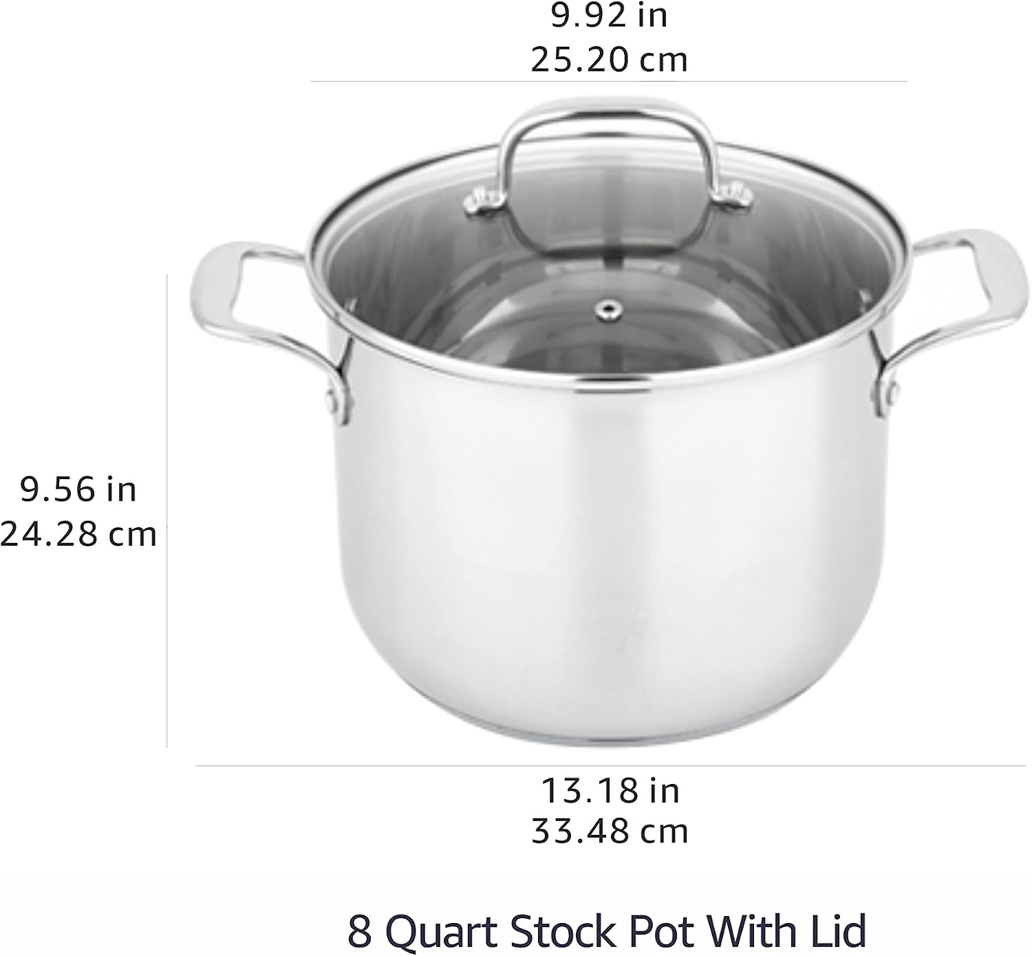Amazon Basics Stainless Steel Induction Compatible Stock Pot with Glass Lid, Oven Safe, Dishwasher Safe, Sturdy, 8 Quart, Silver - Image 4