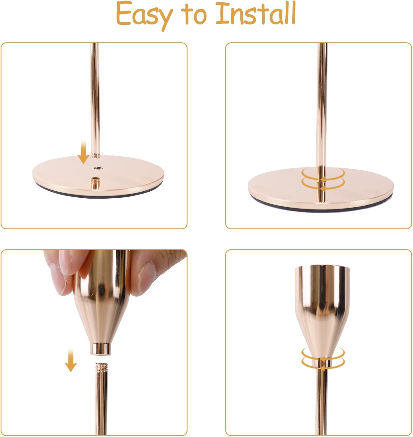 French Gold Candle Holders Set of 6, Metal Taper Candle Holders, Gold Candlestick Holders, Fits 2.2cm Thick Candle&Led Candles, for Table Centerpiece, Mantels, Weddings, Dining, Party - Image 5