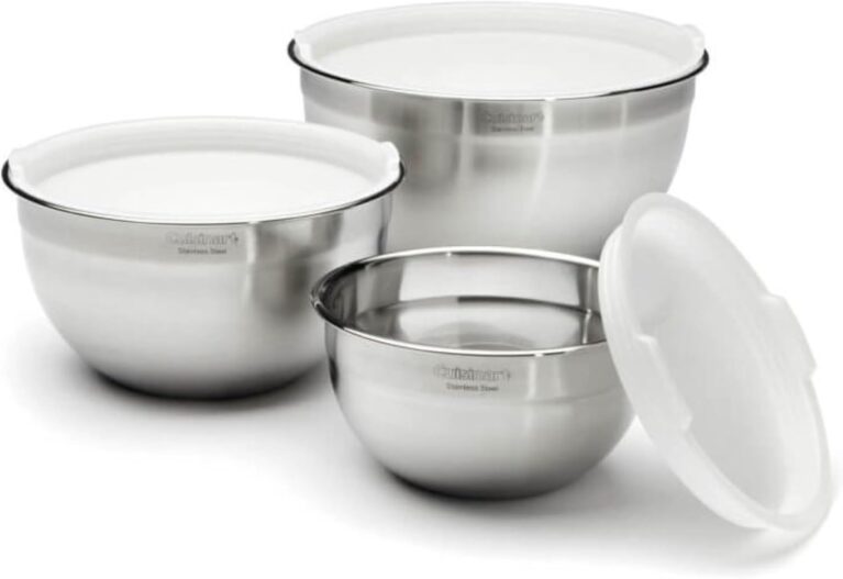 Cuisinart Mixing Bowl Set, Nesting Bowls, Stainless Steel, 3-Piece | 1.5, 3 & 5 qt. stainless steel mixing bowls for baking, cooking & prep, dishwasher safe, durable & compact, CTG-00-SMB