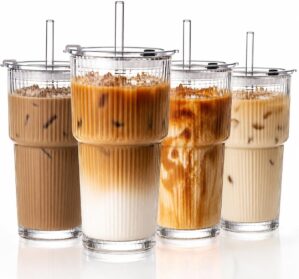20oz Iced Coffee Cups with Lids, Ri...