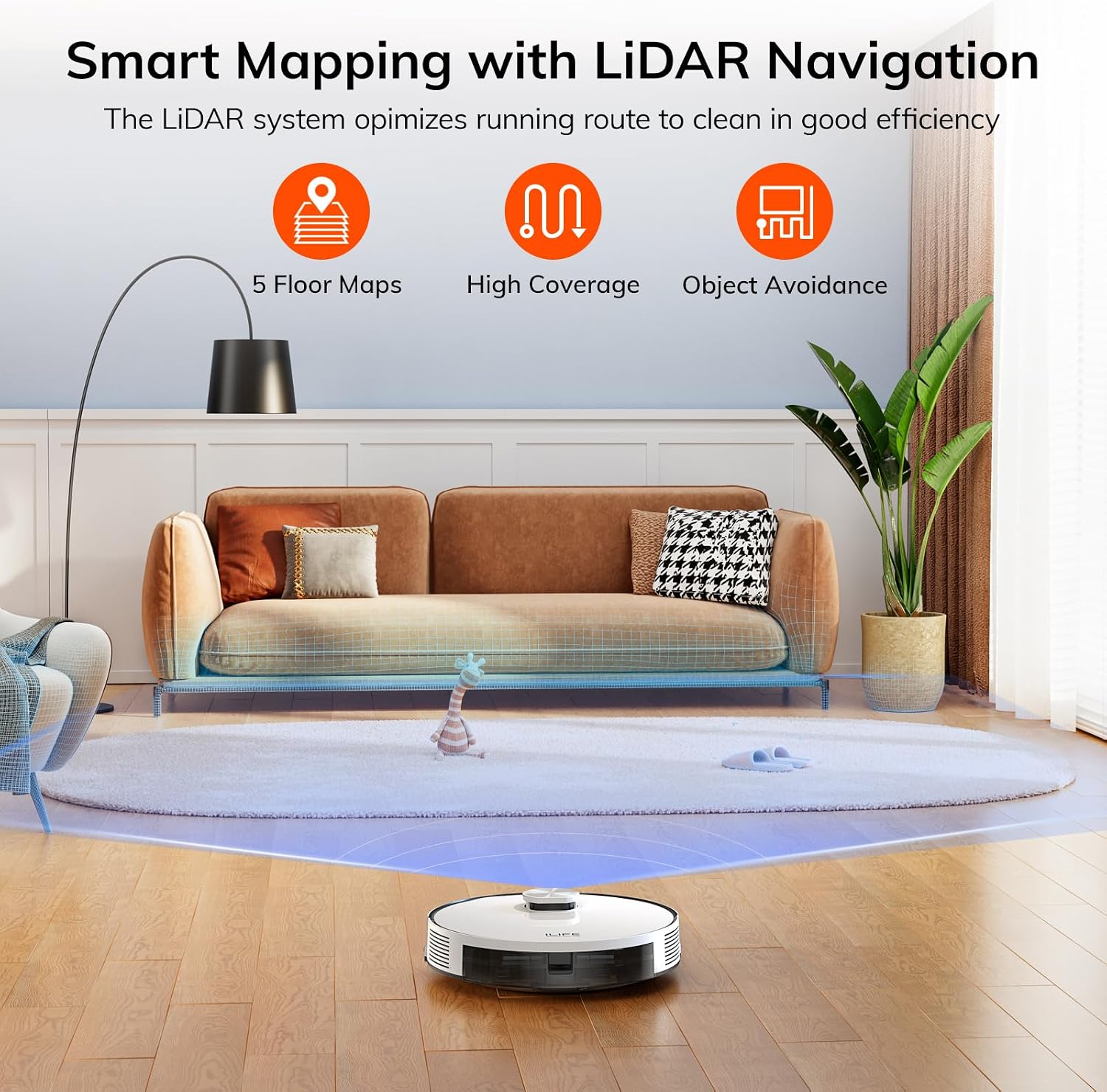 ILIFE A30s Robot Vacuum, 10000Pa Max Suction | LiDAR Navigation, Home Mapping, No-Go Zone, 150 Mins, App, Voice and Remote Control, for Hard Floor, Carpet and Pet Hair - Image 3