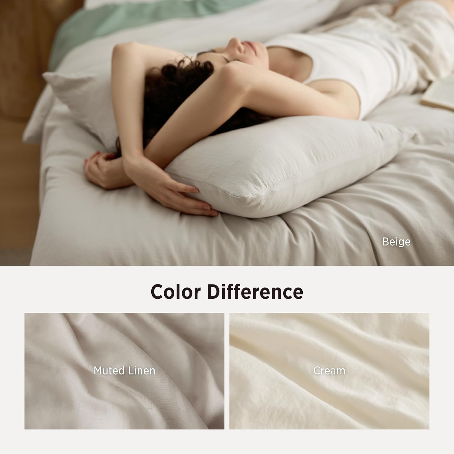 Bedsure Queen Comforter Set, Beige Soft Prewashed Bedding for All Seasons, 3 Pieces GentleSoft™ Bed Set, 1 Lightweight Comforter (90"x90") and 2 Pillowcases (20"x26") - Image 6
