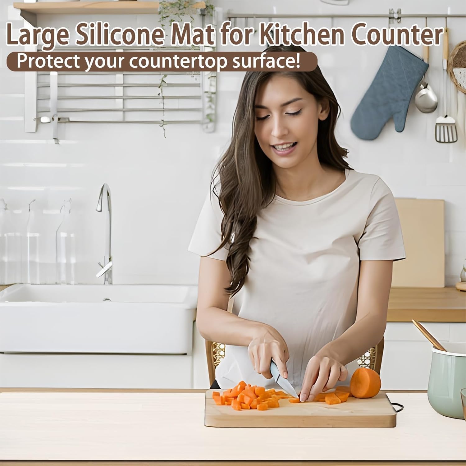 48''x32''(120cmx80cm) Extra Large Silicone Mat for Kitchen Counter, 1.5MM Thick Non-Slip Heat Resistant Countertop Protector, Waterproof Durable Kitchen Mat for Countertops, Black - Image 7