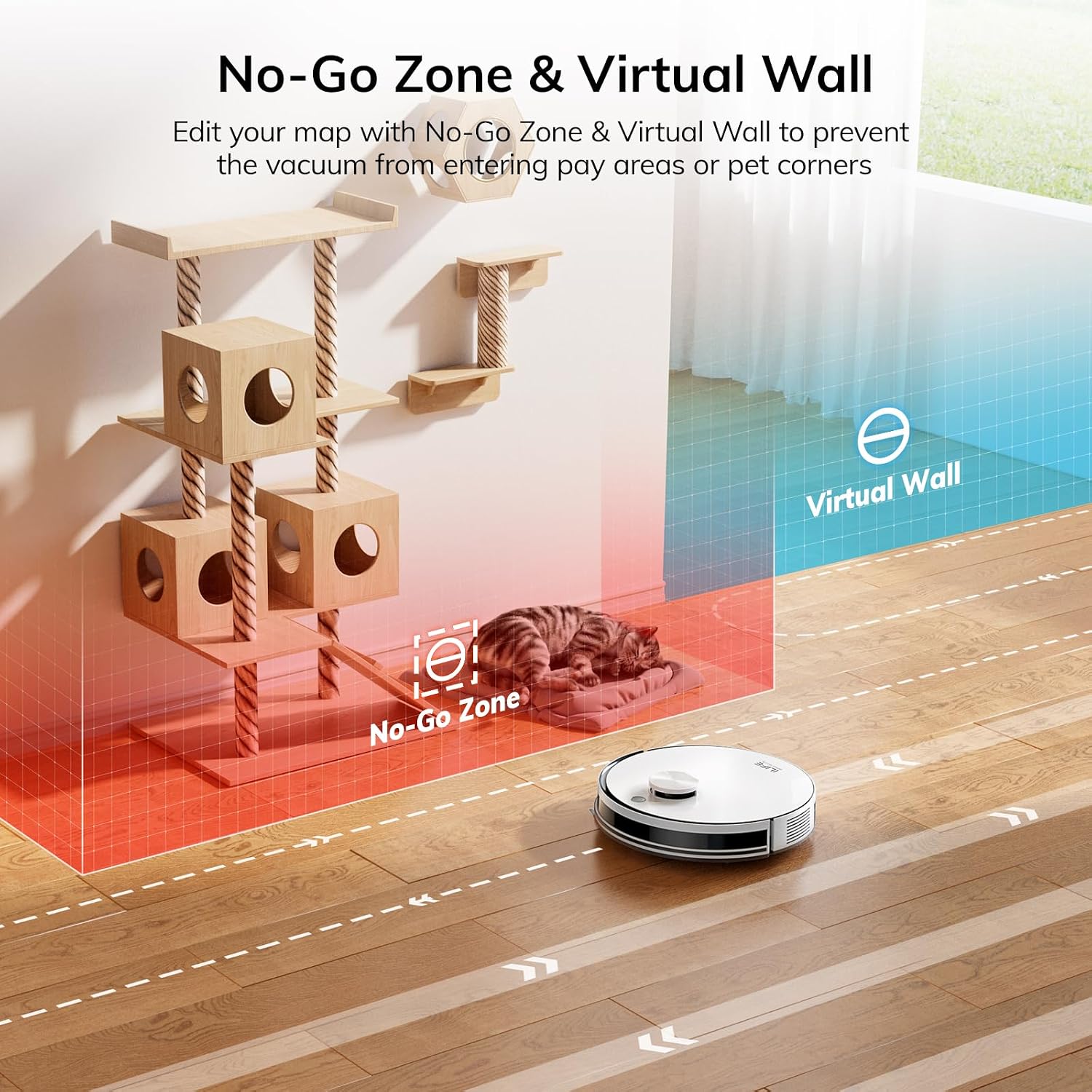 ILIFE A30s Robot Vacuum, 10000Pa Max Suction | LiDAR Navigation, Home Mapping, No-Go Zone, 150 Mins, App, Voice and Remote Control, for Hard Floor, Carpet and Pet Hair - Image 6