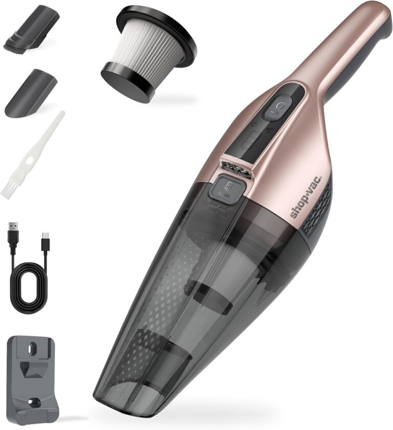 Shop-Vac S1 12V Handheld Vacuum Cordless, Wall-Mounted, Champagne Gold | Dual-Speed Powerful Portable Car Vacuum Rechargeable, Lightweight Hand Vacuum for Home & Car, LED Illumination, HEPA Filter