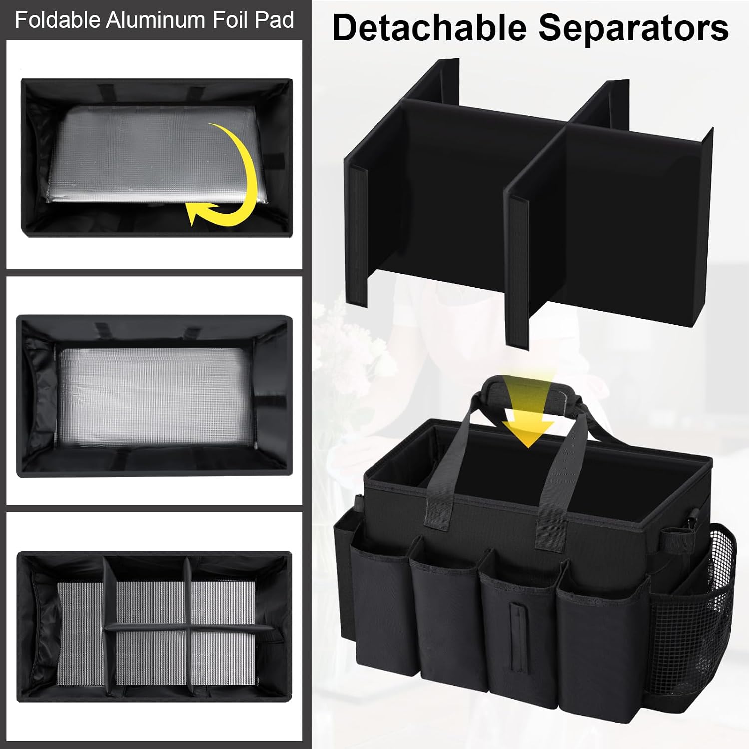 Wearable Large Cleaning Caddy Bag for Housekeepers (Black) | Cleaning Supplies Organizer with Adjustable Shoulder, Waist & Handle Straps, Detailing Bag for Kitchen Supplies - Image 4