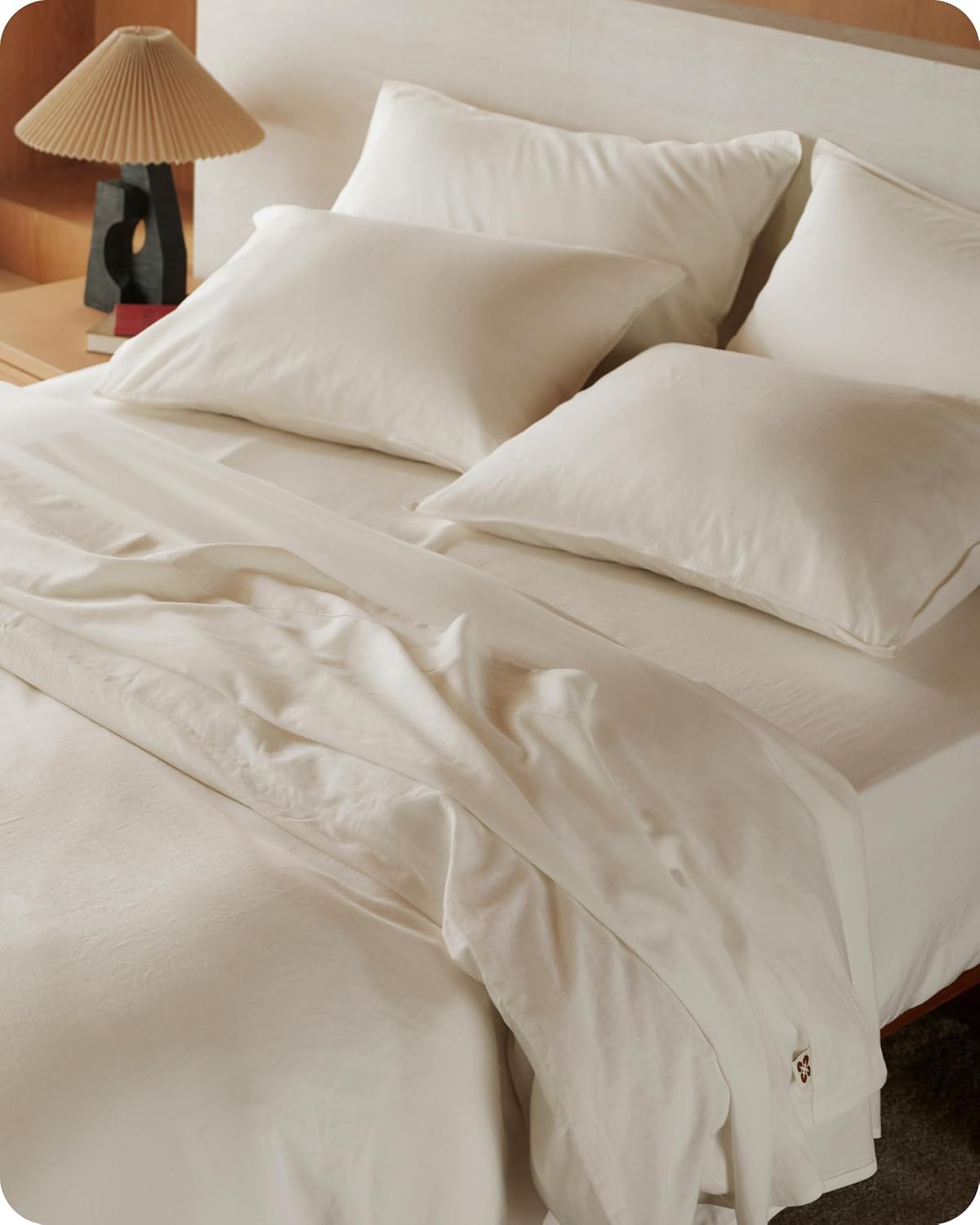 Bedsure PureWoven 100% GOTS Certified Organic Cotton Sheets, Queen Size | Eco-Friendly, 17" Deep Pocket with Corner Straps, Luxury Hotel Soft, Breathable & Durable Sateen Bed Sheets, OEKO-Tex, Ivory - Image 9