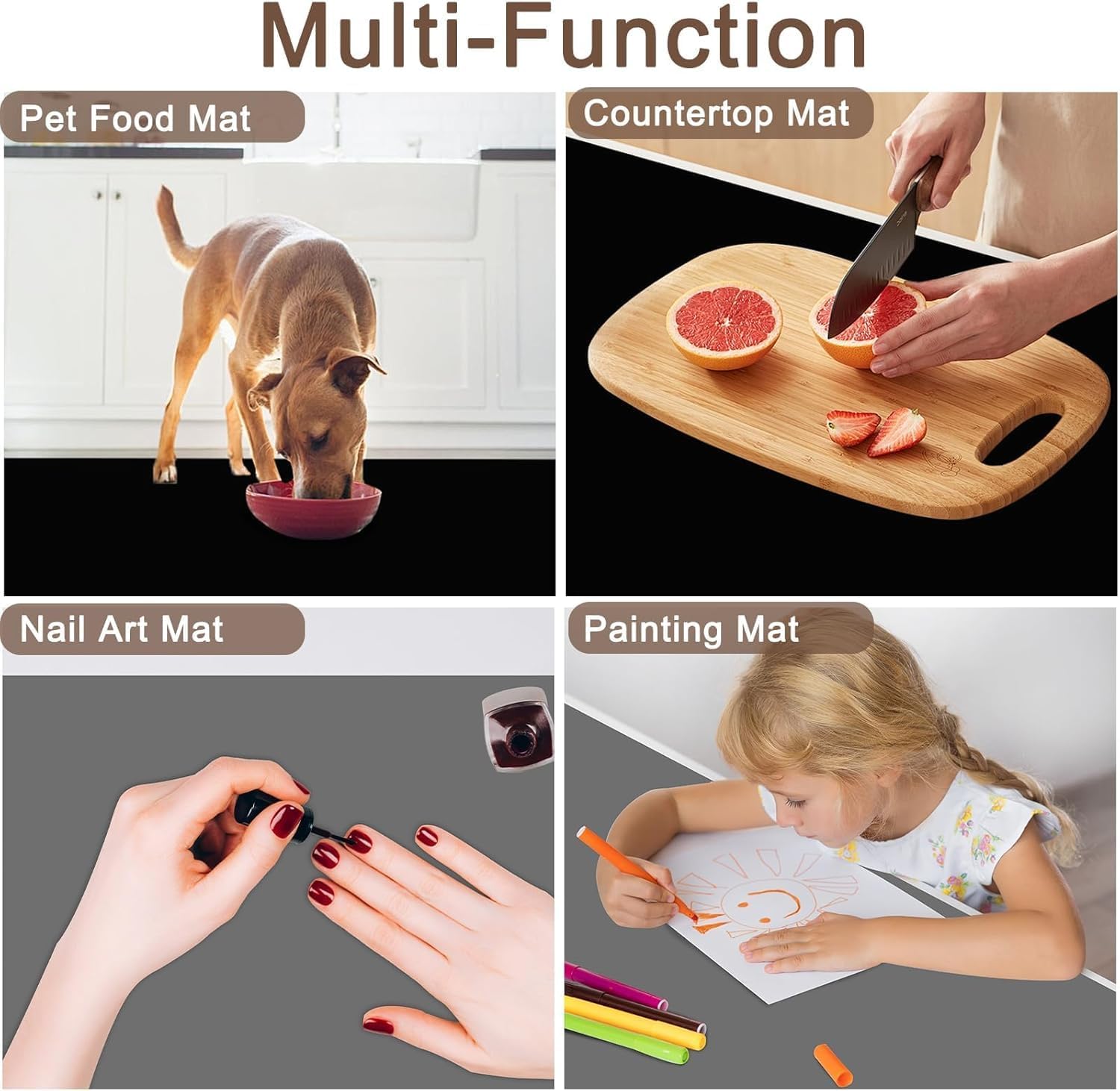 48''x32''(120cmx80cm) Extra Large Silicone Mat for Kitchen Counter, 1.5MM Thick Non-Slip Heat Resistant Countertop Protector, Waterproof Durable Kitchen Mat for Countertops, Black - Image 6