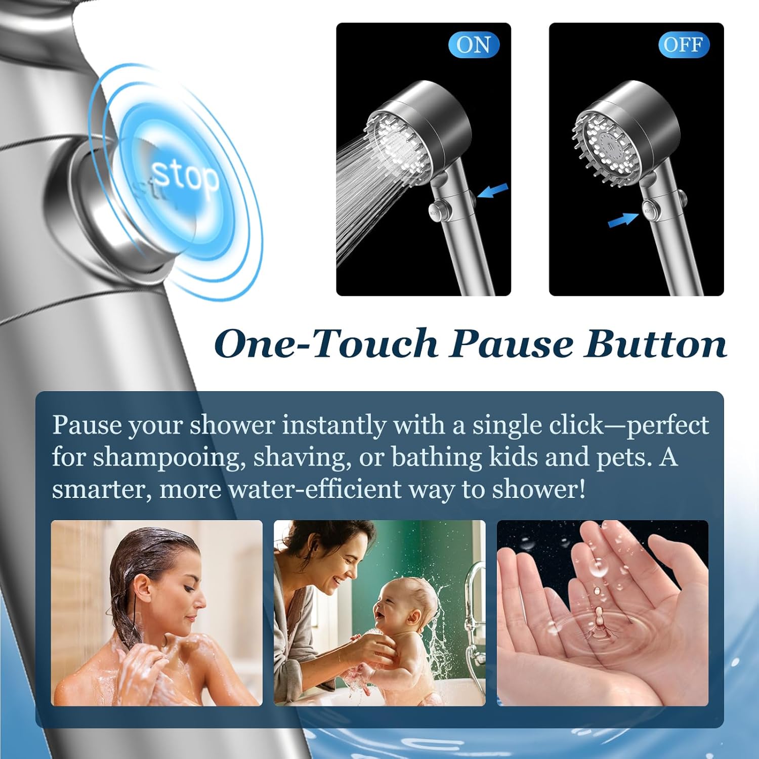 FEELSO Filtered Shower Head with Handheld, High Pressure Shower Filter Head | ON/OFF Switch, Anti-clog Nozzles, 4 Spray Showerhead with Filters for Hard Water, Remove Chlorine, Reduce Dry Itchy Skin - Image 5