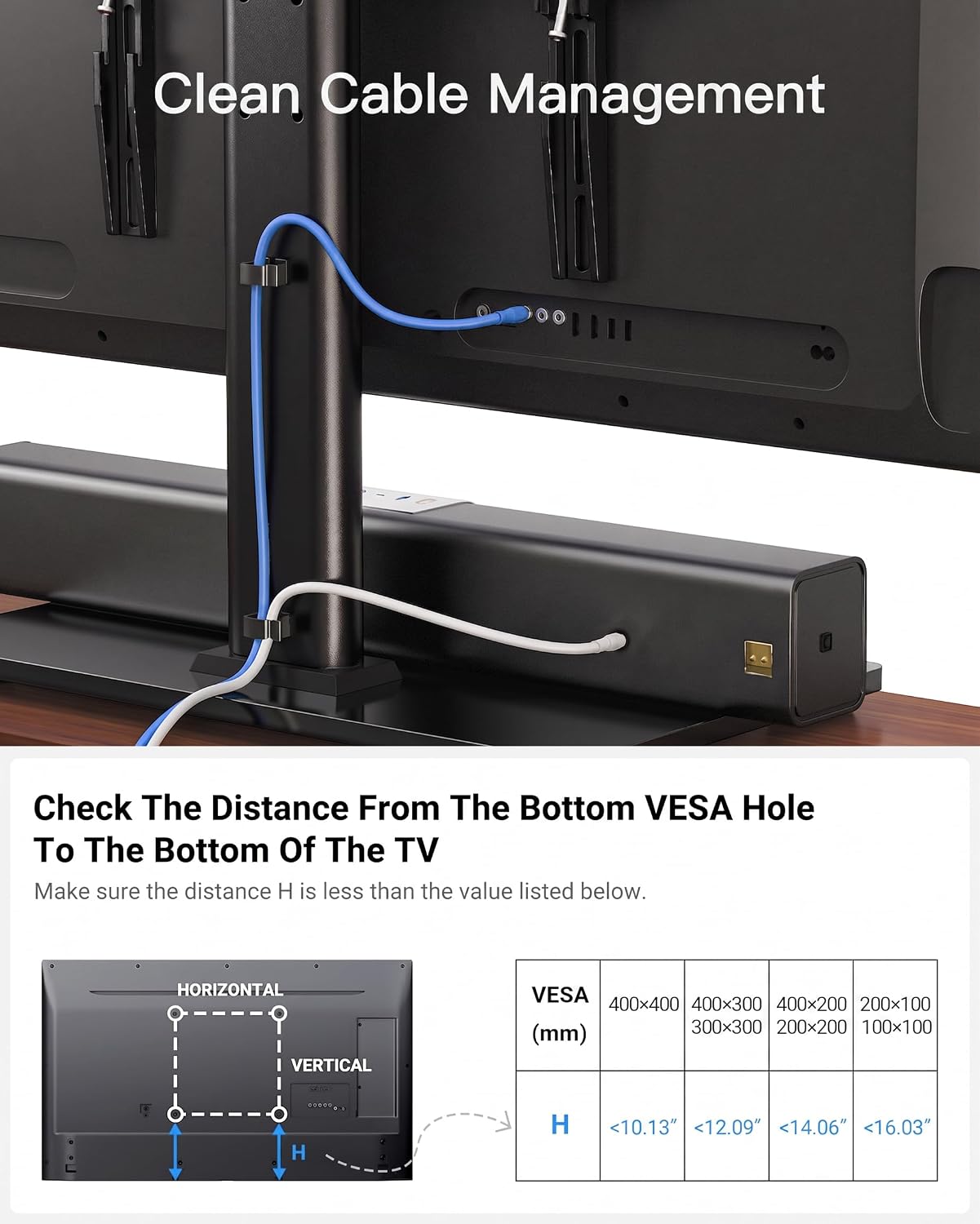 PERLESMITH Universal TV Stand Legs for 32-70 inch TVs up to 99 lbs, Height Adjustable Tabletop Television Stand Mount, Universal TV Base for Livingroom & Bedroom, VESA 400x400mm PSTVS04-N2 - Image 6