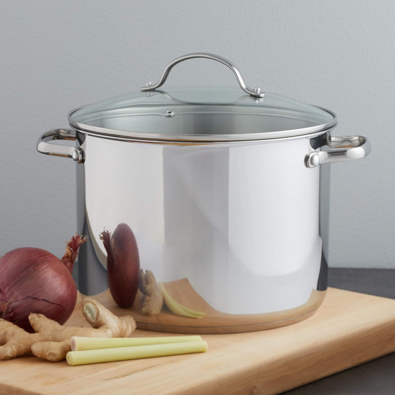 Amazon Basics Stainless Steel Induction Compatible Stock Pot with Glass Lid, Oven Safe, Dishwasher Safe, Sturdy, 8 Quart, Silver - Image 5