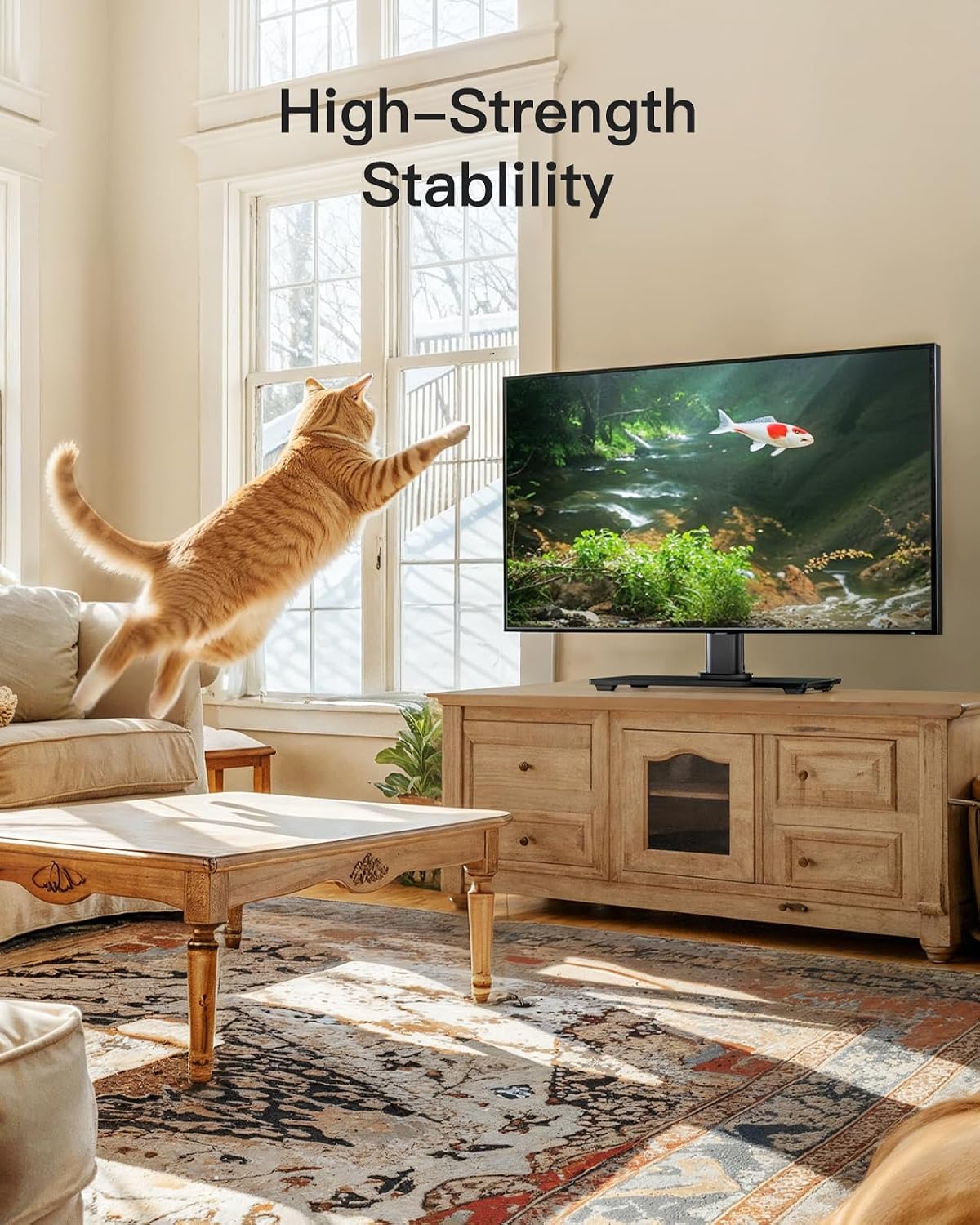 PERLESMITH Universal TV Stand Legs for 32-70 inch TVs up to 99 lbs, Height Adjustable Tabletop Television Stand Mount, Universal TV Base for Livingroom & Bedroom, VESA 400x400mm PSTVS04-N2 - Image 4