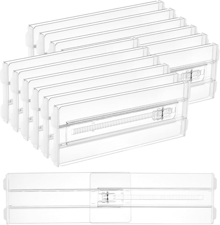 Vtopmart 12 Pack Drawer Dividers for Clothes, 4" High 10.2"-16.5" Adjustable Expandable Dresser Drawer Organizer, Clear Plastic Separators for Dresser, Baby Clothing, Underwear, Cosmetic, Toiletries | Expandable Dresser Drawer Organizer, Clear Plastic Separators for Dresser, Baby Clothing, Underwear, Cosmetic, Toiletries
