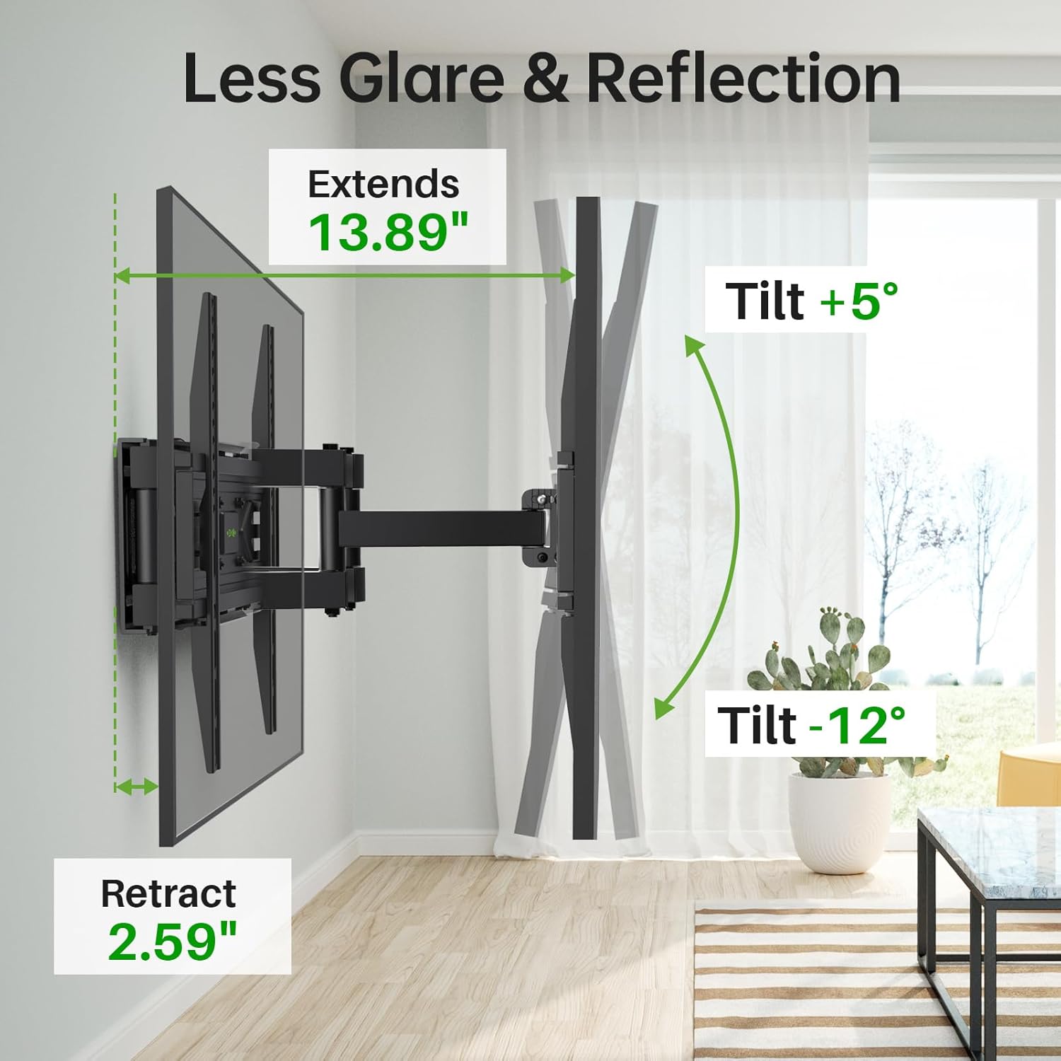 USX MOUNT Full Motion TV Wall Mount for Most 32-70 inch TVs up to 99 lbs, Wall Mount Bracket with Dual Articulating Arms, Swivel, Tilt, Max VESA 400x400mm, TV Mount Fits 12”/16” Wood Studs - Image 5