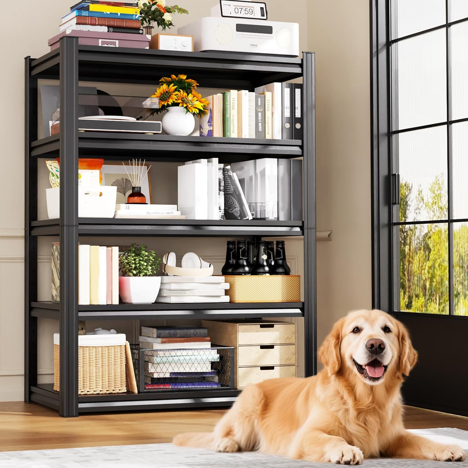 Heavy Duty Garage Shelving, 5-Tier Adjustable All Metal Storage Rack for Tools, Storage Bins Utility Steel Shelf for Garage, Warehouse, Basement, Pantry & Workshop, 71" H x 35" W x 16" D - Image 2
