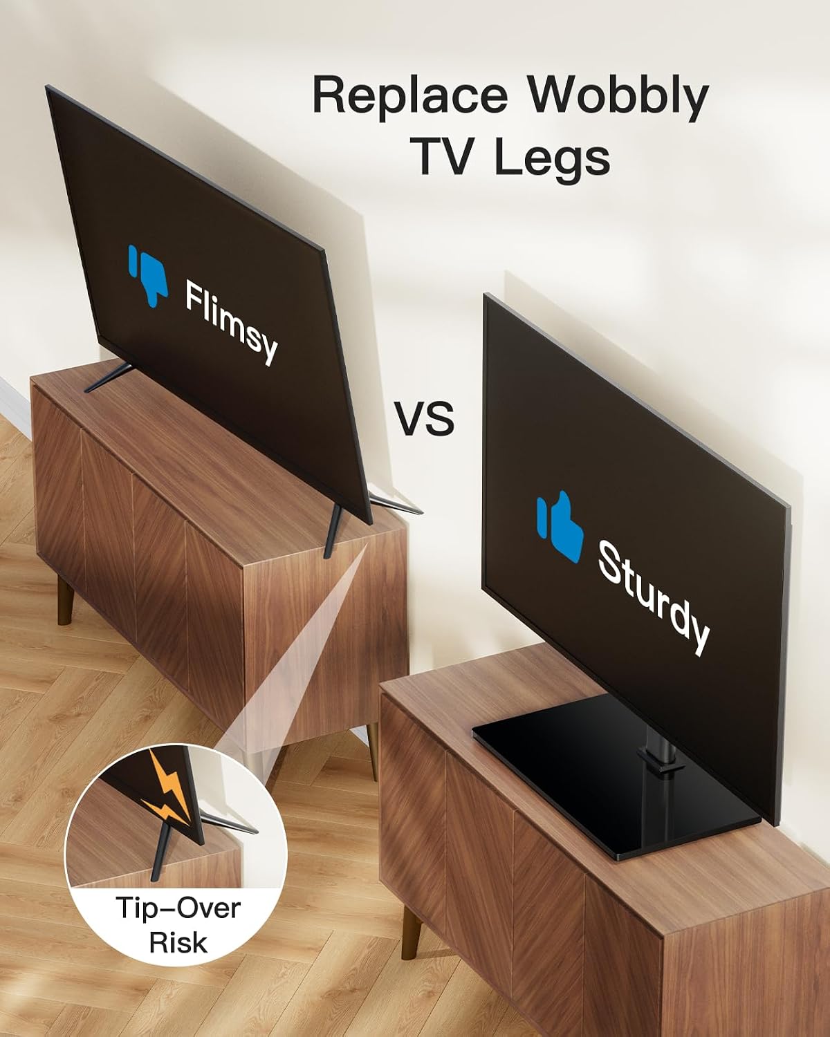 PERLESMITH Universal TV Stand Legs for 32-70 inch TVs up to 99 lbs, Height Adjustable Tabletop Television Stand Mount, Universal TV Base for Livingroom & Bedroom, VESA 400x400mm PSTVS04-N2 - Image 5