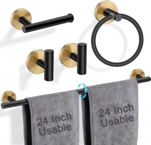 5-Piece Black Gold Bathroom Hardwar...