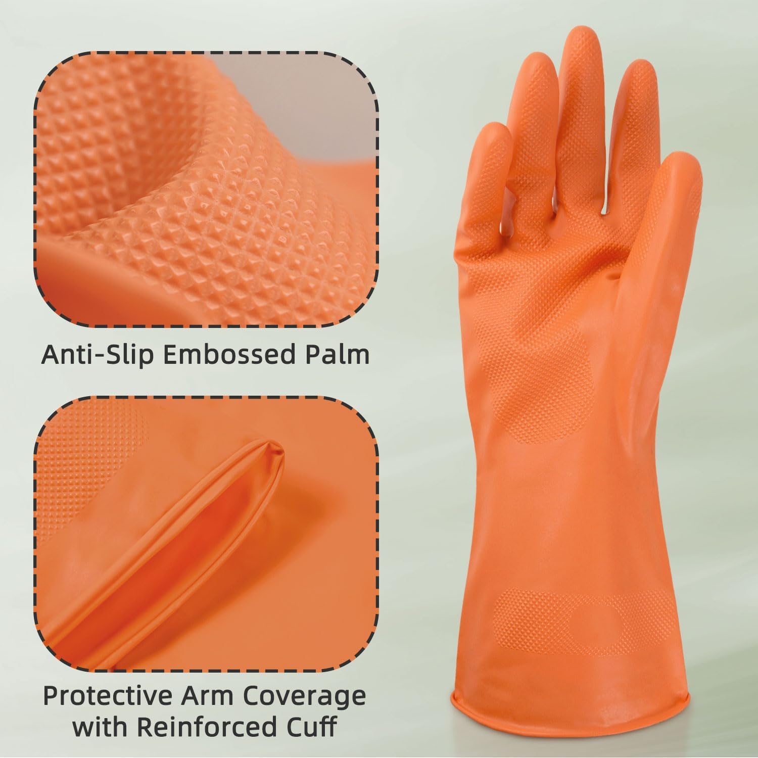 Cleanbear Reusable Dish Washing Rubber Glove Set of 3, Household Cleaning Gloves for Washing - Image 4