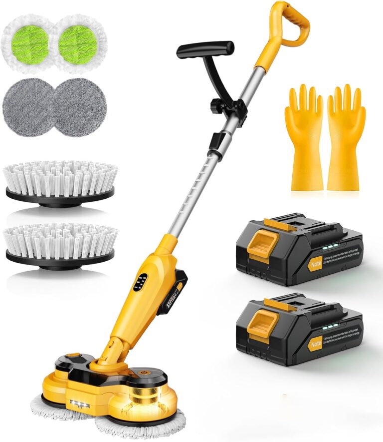 qimedo Cordless Electric Mop M3, 6000mAh, 2-in-1 Power Scrubber & Mops | 800RPM Floor Scrubber Machine, Automatic Spin Mops with Smart Display, Rotating Mop with LED Light & Water Spray