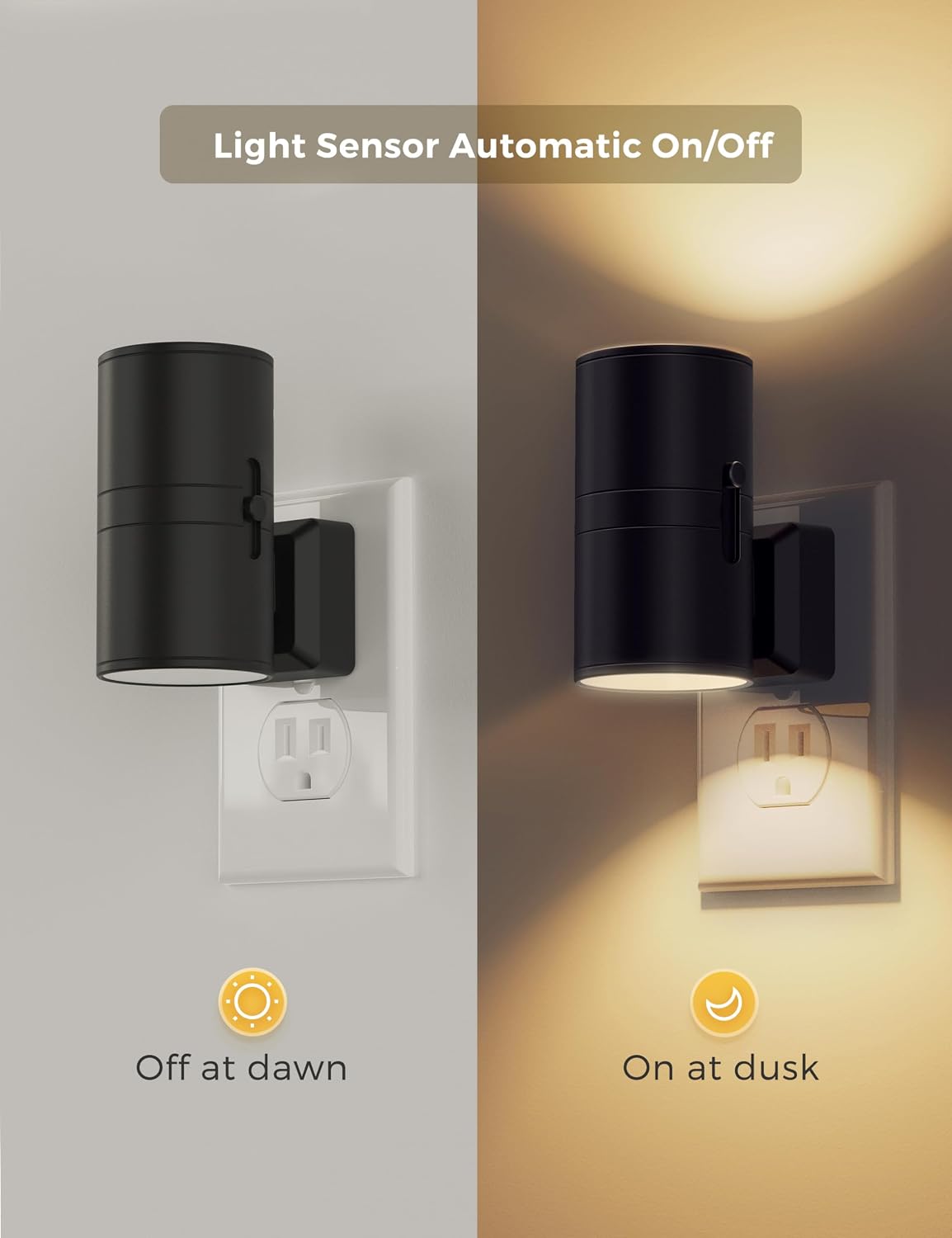 L LOHAS LED Night Light Plug in, Night Lights Plug into Wall, Soft White | Dusk to Dawn Sensor, 0-100LM Adjustable Brightness, Modern, Dimmable Night Lights for Hallway Bedroom Stairway, 2 Pack - Image 2