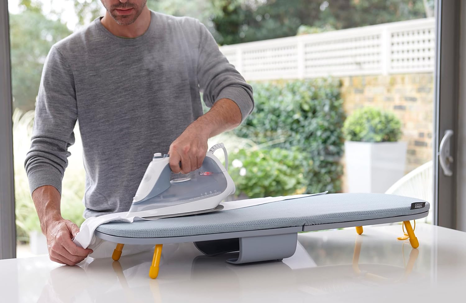 Joseph Joseph Pocket Max Portable Folding Tabletop Ironing Board, 35" Surface, Integrated Iron Storage Hook, Compact Design - Image 3