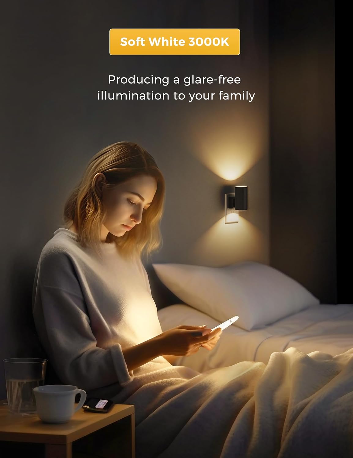 L LOHAS LED Night Light Plug in, Night Lights Plug into Wall, Soft White | Dusk to Dawn Sensor, 0-100LM Adjustable Brightness, Modern, Dimmable Night Lights for Hallway Bedroom Stairway, 2 Pack - Image 6