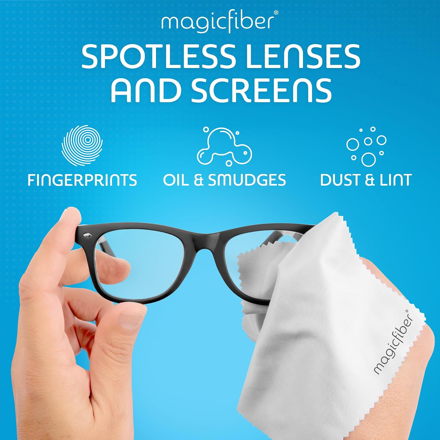 MagicFiber Microfiber Cleaning Cloth, Glasses Cleaner, Eyeglass Wipes, 6pk | Clean Eye Glasses, Lenses, Screens, Cameras, Sunglasses, Watches, Electronics, & More - Image 2